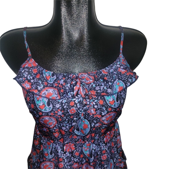 American Eagle Blue And Red Floral Strappy Dress S - Picture 2 of 6